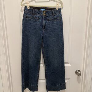 Draper James Jeans Size 12 Wide Leg Wide Hem Pockets Medium Wash